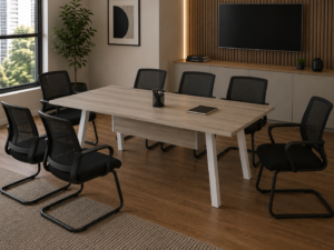 MESA DE REUNIÃO RETANGULAR PÉ CAVALETE | PRIMA ARQ 25mm
