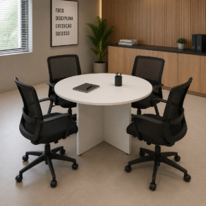 MESA DE REUNIÃO REDONDA | LINHA WOOD