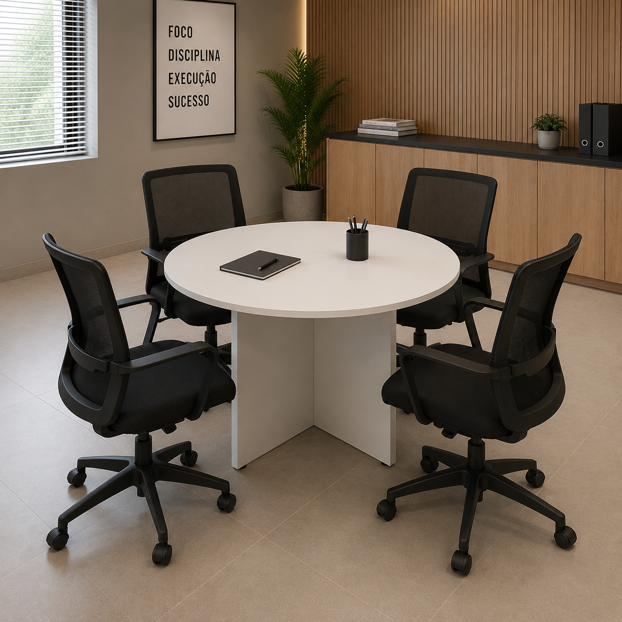 MESA DE REUNIÃO REDONDA | LINHA WOOD