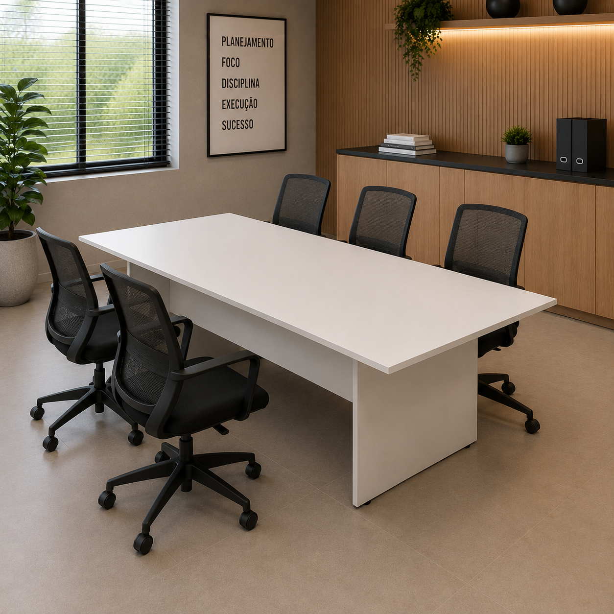 MESA DE REUNIÃO RETANGULAR | LINHA WOOD