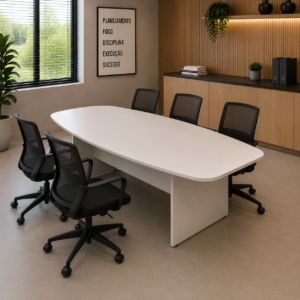 MESA DE REUNIÃO SEMI-OVAL LINHA WOOD 25mm