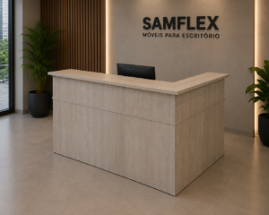 BALCÃO CANTO ALTO PARA RECEPÇÃO  | LINHA WOOD