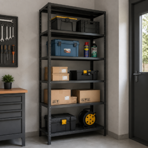 ESTANTE DE AÇO MULTIUSO COM 6 BANDEJAS PRETO