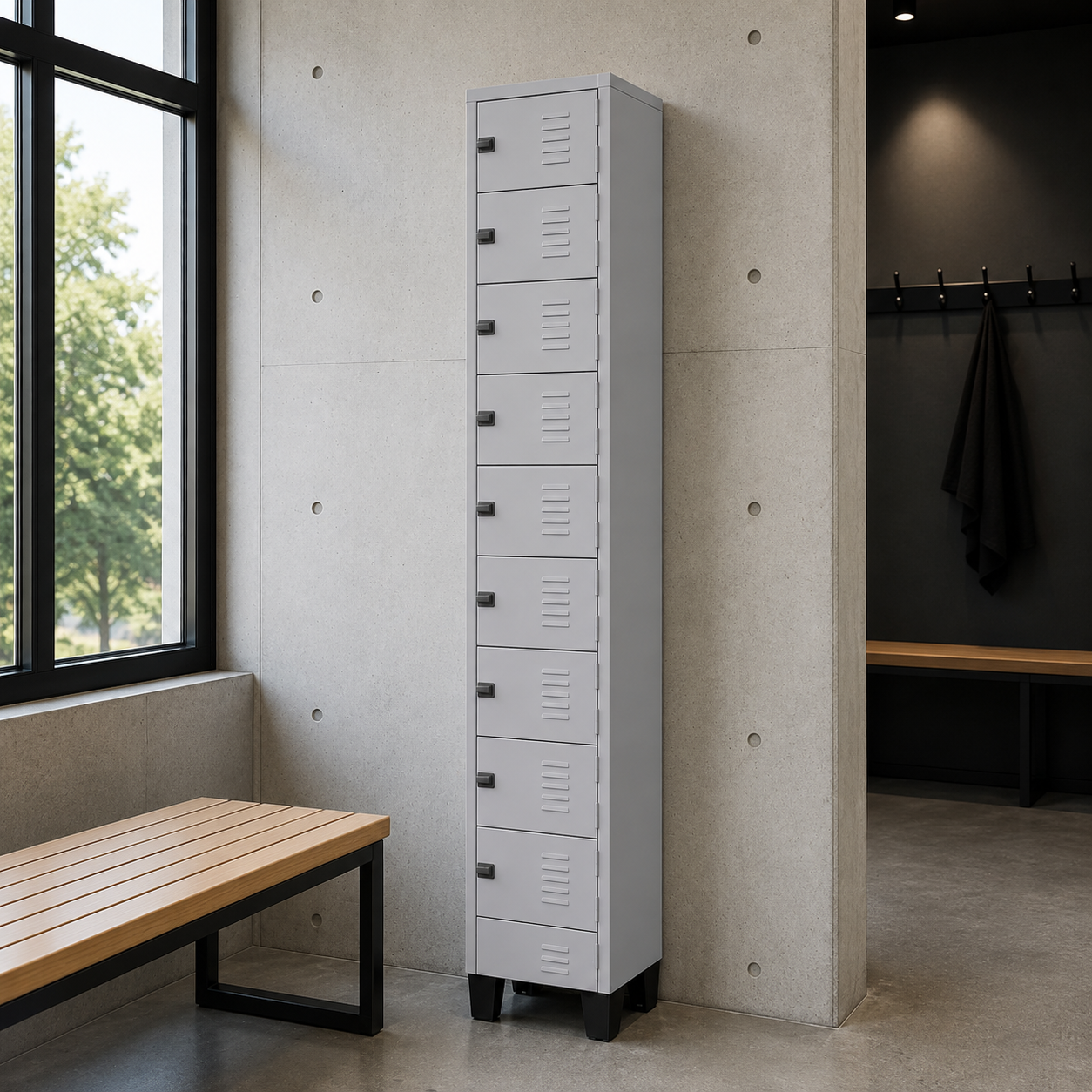 ROUPEIRO DE AÇO COM 10 PORTAS E VÃO DE 18 CM