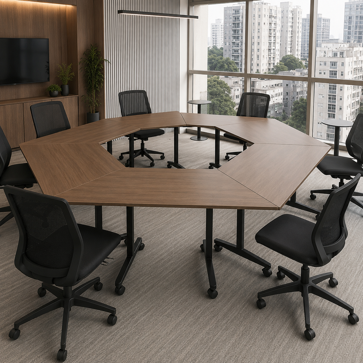 MESA REBATÍVEL TRAPEZOIDAL MODELO  | LINHA BEND